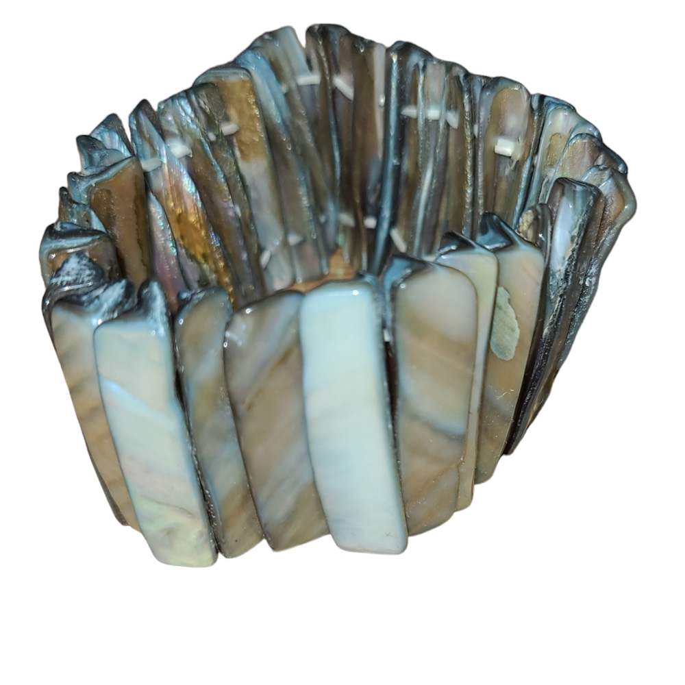 Vtg Stretchy Abalone Shell Bracelet Lot 4 - Picture 5 of 8